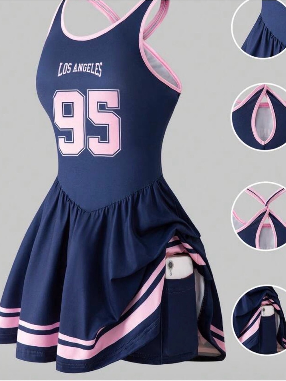 SHEIN Navy and Pink '95 Los Angeles Sporty Jersey Dress Size 13Y!